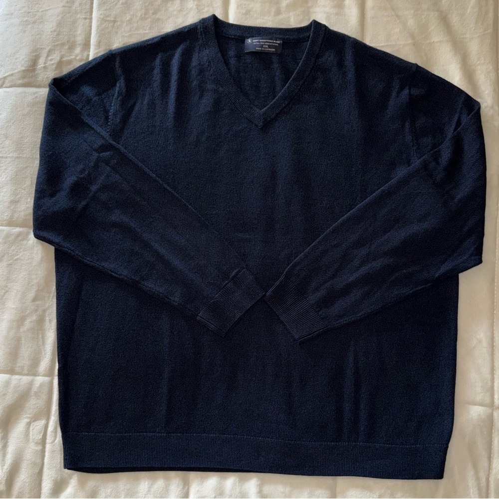 Hart Schaffner Marx Merino Wool V-Neck Sweater - Navy. Size XXL - Picture 7 of 14